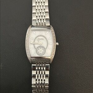 Bulova Mother of Pearl Silver Timepiece with White Face